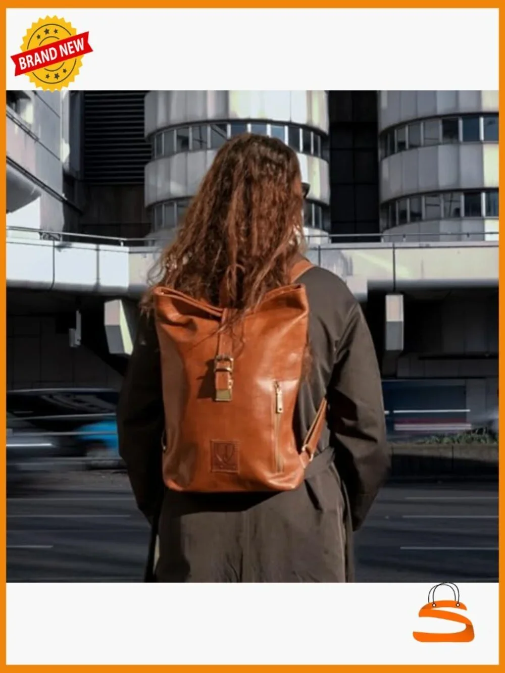 Vintage Genuine Leather Backpack for Women - Small Daypack with Roll-Top Closure